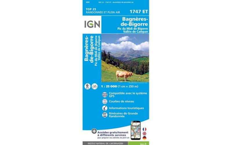 Carte IGN Bagnères-de-Bigorre 1747ET pas cher
