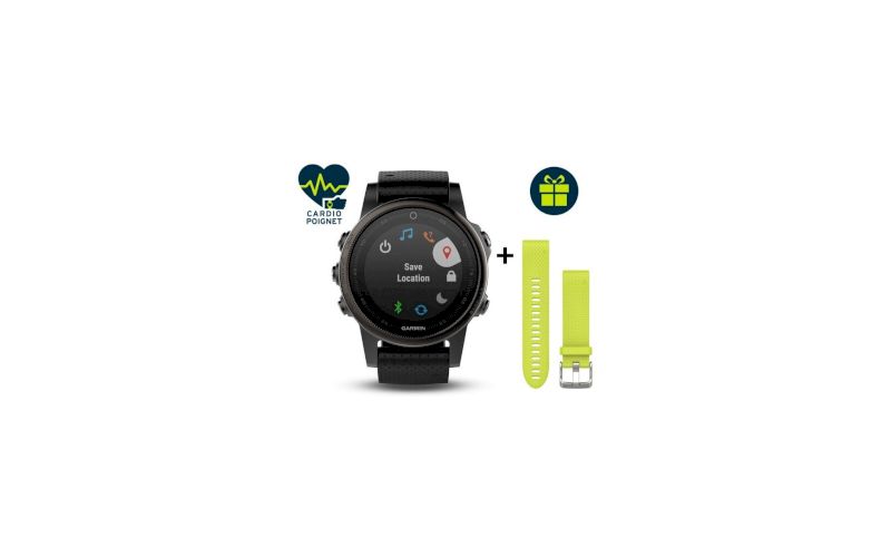 Garmin Fenix 5S GPS Multisport Sapphire Black + Bracelet QuickFit pas cher